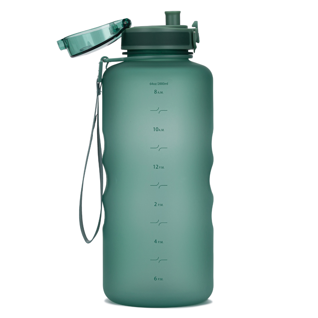Coach 64 oz / 2 L Water Bottle with Time Marker and Chug Lid – Hydracy
