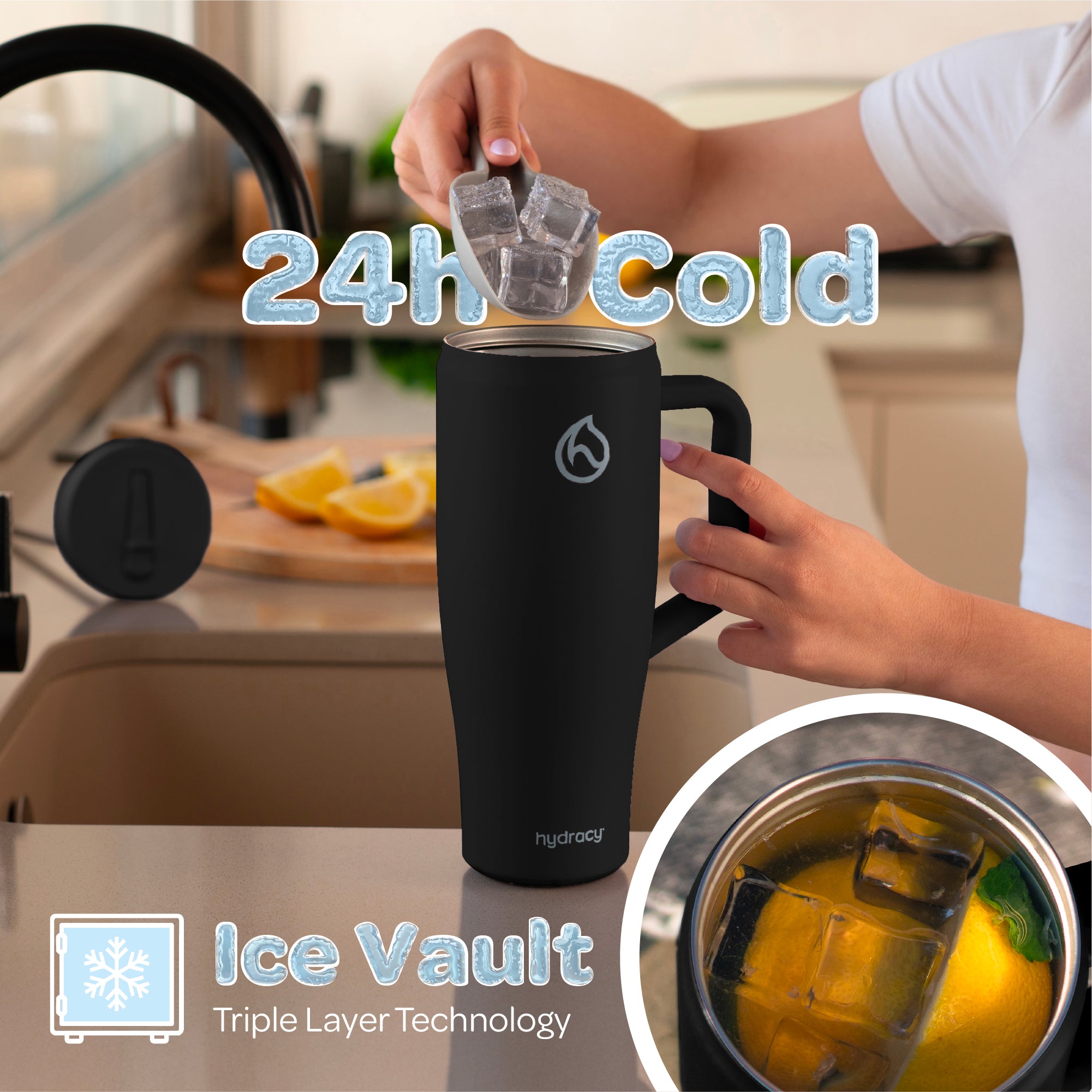 Hydracy Soulmate 40oz Insulated Tumbler with Handle & Straw — IceVault